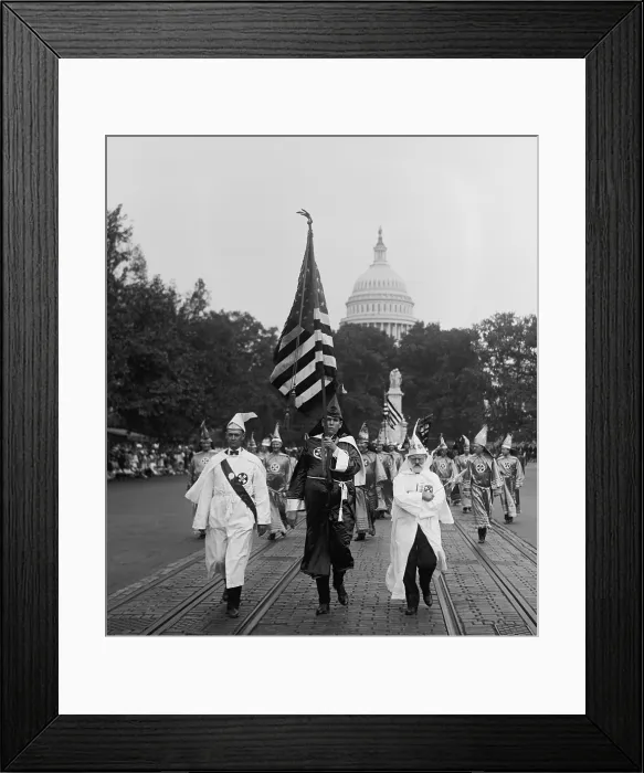 Framed Print : Ku Klux Klansmen on parade on Pennsylvania Avenue with the Capitol in the background. Washington, D.C. Sept. 13, 1926. (BSLOC_2015_16_184)