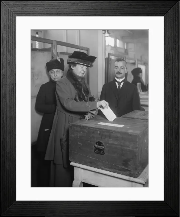 Framed Print : American woman votes, ca. 1920. The 1920 election was the first time all American female citizens over 21 were able to vote for a U.S. President. (BSLOC_2015_16_189)