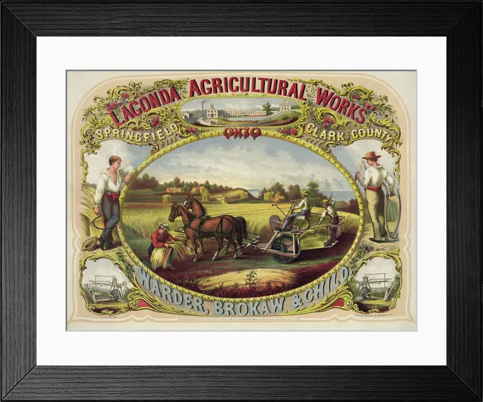 Framed Print : Advertising poster for the Laconda Reaper, one of first machines that revolutionized 19th century agriculture Framed Print : Advertising poster for the Laconda Reaper, one of first machines that revolutionized 19th century agriculture