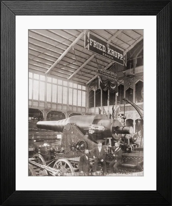 Framed Print : Krupp exhibit of a large steel breech loading cannon at the Philadelphia Centennial Exhibition, 1876