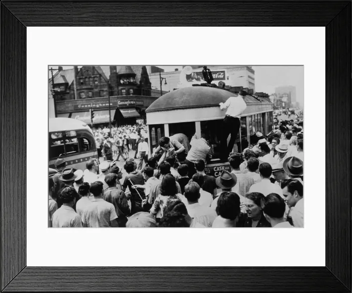 Framed Print : Scene from the Detroit Race Riot of June 20-22, 1943 Framed Print : Scene from the Detroit Race Riot of June 20-22, 1943