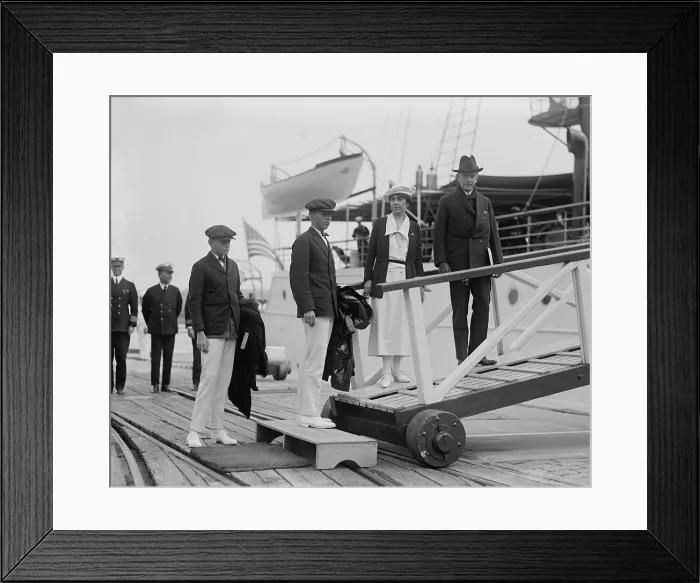 Framed Print : President Calvin Coolidge, his wife Grace, and sons John and Calvin Jr. board the Mayflower. Sept. 15, 1923 Framed Print : President Calvin Coolidge, his wife Grace, and sons John and Calvin Jr. board the Mayflower. Sept. 15, 1923