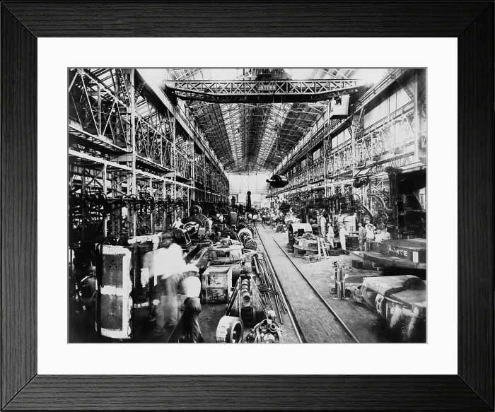 Framed Print : Machine shops of the Mitsubishi plant, Kobe, Japan. Ca. 1925