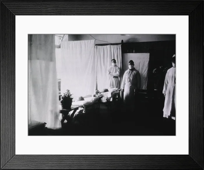 Framed Print : Spanish Flu Epidemic 1918-19. An pneumonia ward at the U. S. Army Evacuation Hospital in Prum, Germany during the Spanish Flu epidemic