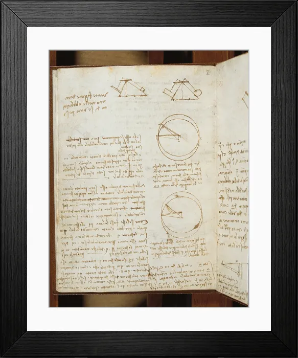Framed Print : Codex on the Flight of Birds, by Leonardo da Vinci, 15th Century, 1505 -1506 about, paper manuscript, mm 213 x 153 - Italy, Piemonte, Turin, Royal Library, Varia 95 f. 3v