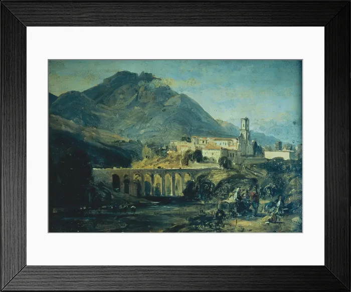 Framed Print : The bridge and the church of St Francis in Cava, by Pitloo Anton Sminck, 19th Century, 1835, oil on paper applied to canvas, cm 24, 5 x 35 - Italy, Campania, Naples Framed Print : The bridge and the church of St Francis in Cava, by Pitloo Anton Sminck, 19th Century, 1835, oil on paper applied to canvas, cm 24, 5 x 35 - Italy, Campania, Naples