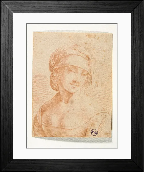 Framed Print : Head of a Young Woman, by school of, 16th Century, - Italy, Piemonte, Turin, Royal Library, Dis. Cart. 1939 bis. (621884) Everett CollectionMondadori Portfolio**US SALES ONLY**