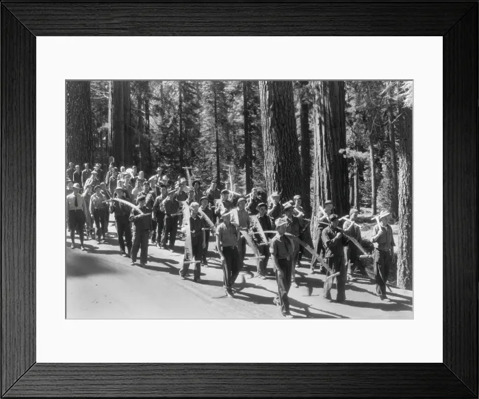 Framed Print : Civilian Conservation Corps (CCC) work force in Yosemite National Park, 1935. (BSLOC_2013_7_70) Framed Print : Civilian Conservation Corps (CCC) work force in Yosemite National Park, 1935. (BSLOC_2013_7_70)