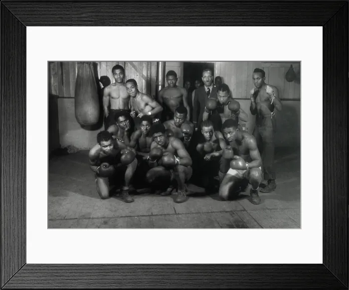 Framed Print : CCC Boxing team of Company 2603, Danville, Illinois, 1936-39. They were in a segregated African American Civilian Conservation Corps unit. (BSLOC_2013_7_73)