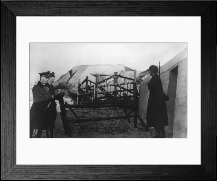 Framed Print : General Erwin Rommel inspecting the Atlantic wall. Fortifications included bunkers, Artillery, and obstacles in 1944, during World War 2. (BSLOC_2014_2_1) Framed Print : General Erwin Rommel inspecting the Atlantic wall. Fortifications included bunkers, Artillery, and obstacles in 1944, during World War 2. (BSLOC_2014_2_1)