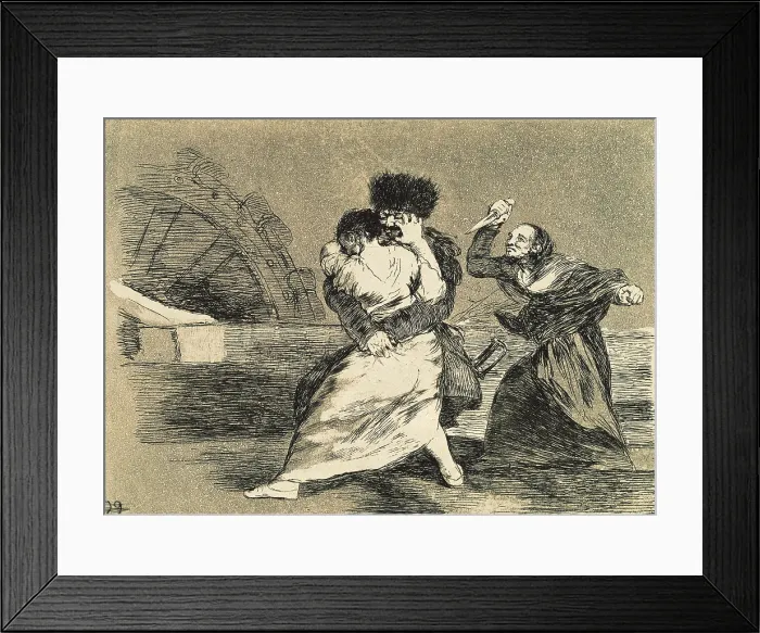 Framed Print : GOYA Y LUCIENTES, Francisco de (1746-1828). They don't like it. 1810-1812. Plate 9 of 'The Disasters of War'. Etching. SPAIN. Madrid. National Library Framed Print : GOYA Y LUCIENTES, Francisco de (1746-1828). They don't like it. 1810-1812. Plate 9 of 'The Disasters of War'. Etching. SPAIN. Madrid. National Library