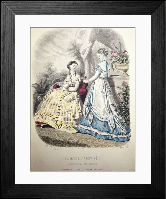 Framed Print : La Mode Illustree. Women's magazine from 1867. Paris. Engraving. ITALY. Milan Framed Print : La Mode Illustree. Women's magazine from 1867. Paris. Engraving. ITALY. Milan