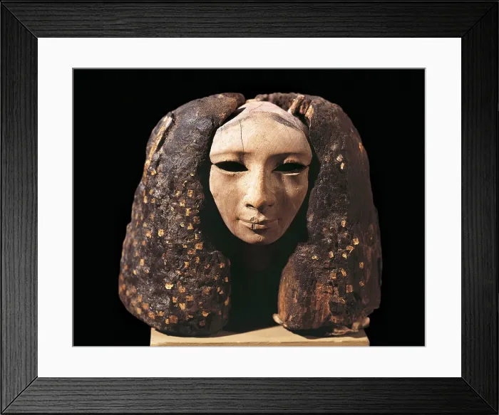 Framed Print : Portrait of a princess. 1991 BC. Egyptian art. Middle Kingdom. Sculpture on wood. EGYPT. Cairo. Egyptian Museum. Proc: EGYPT. Al-Lisht