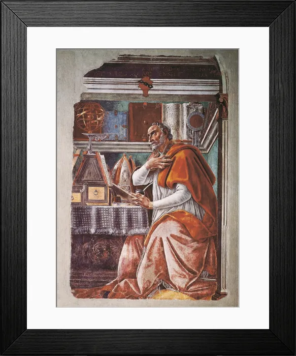 Framed Print : BOTTICELLI, Alessandro di Mariano dei Filipepi, also called Sandro (1445-1510). St Augustine. 1480. ITALY. Florence. Church of All Saints. Renaissance art. Quattrocento. Fresco Framed Print : BOTTICELLI, Alessandro di Mariano dei Filipepi, also called Sandro (1445-1510). St Augustine. 1480. ITALY. Florence. Church of All Saints. Renaissance art. Quattrocento. Fresco