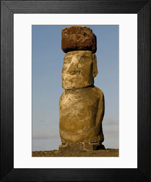 Framed Print : CHILE. VALPARAISO. Ahu Tongariki. Easter Island. Rapa Nui National Park. Ahu Tongariki. Detail of moais. - Alfons Rodriguez / Iberfoto / Everett Collection (567639)**US SALES ONLY**