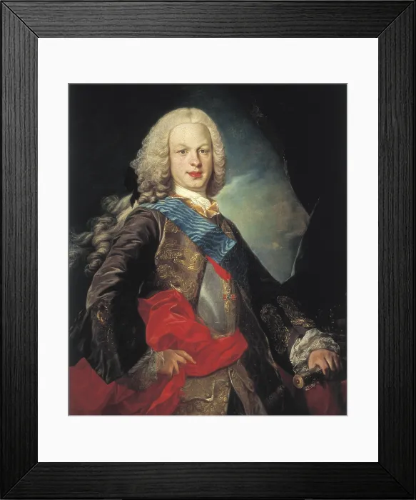 Framed Print : VAN LOO, Louis Michel (1707-1771). Portrait of Fernando VI. Baroque art. Oil on canvas. SPAIN. Madrid. Ministry of Foreign Affairs. - P