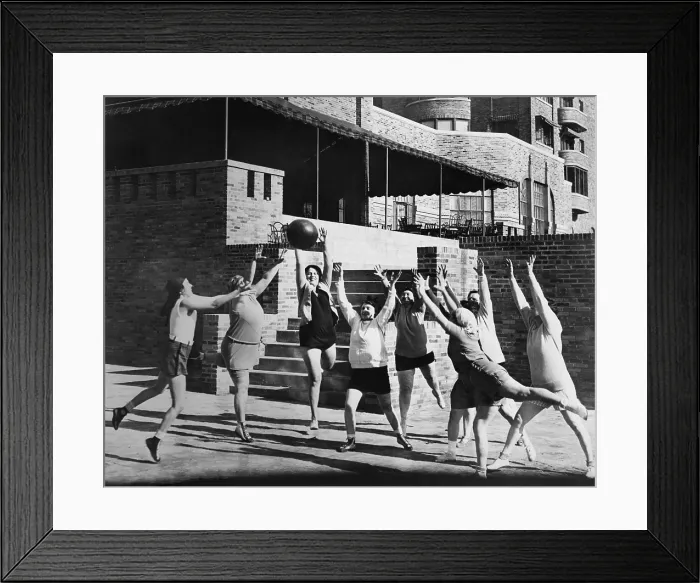 Framed Print : Washington society women working out with a medicine ball in Washington, D.C. 1931. (BSLOC_2015_16_239)