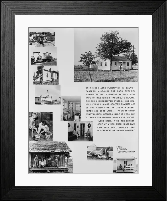 Framed Print : Poster promoting the most radical Farm Security Administration program, the resettlement of poor farmers to new land, on what resembled a collectivized farm