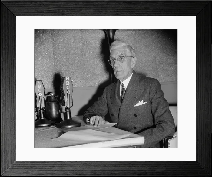 Framed Print : Francis Townsend at NBC microphones, ca. 1939. The old age pension plan he designed and promoted in 1933, stimulated the development of Social Security. (BSLOC_2013_7_77)