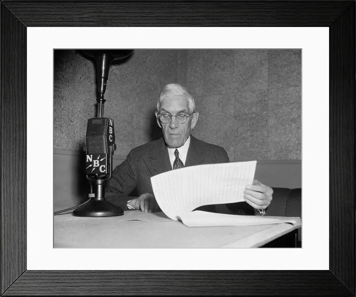 Framed Print : Francis Townsend at NBC microphones, ca. 1939. After the 1935 Social Security Act was passed, Townsend urged for more generous benefits. (BSLOC_2013_7_78)