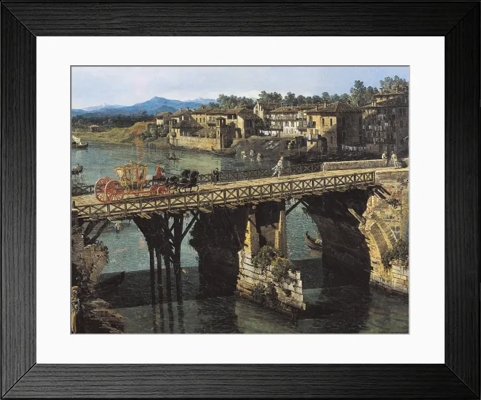 Framed Print : BELLOTTO, Bernardo (1720-1780). View of an Old Bridge Over the River Po, Turin. ca. 1745. Central detail. Rococo. Oil on canvas. ITALY. Turin. Galleria Sabauda (Sabauda Gallery) Framed Print : BELLOTTO, Bernardo (1720-1780). View of an Old Bridge Over the River Po, Turin. ca. 1745. Central detail. Rococo. Oil on canvas. ITALY. Turin. Galleria Sabauda (Sabauda Gallery)
