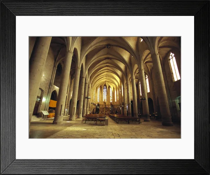 Framed Print : SPAIN. Castello d'Empuries. Basilica of Santa Maria. Church of Saint Mary (gothic-style, 14th c.). Inside. Gothic art