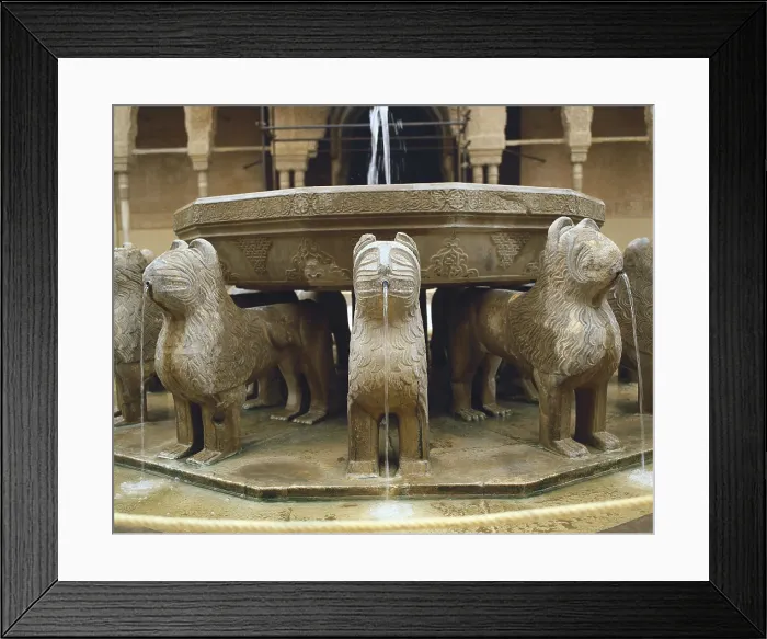 Framed Print : Alhambra. SPAIN. Granada. Alhambra. Patio of the Lions. Fountain. Hispano-Moresque art. Nasrid dynasty. Architecture. - J