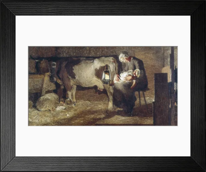 Framed Print : SEGANTINI, Giovanni Battista (1858-1899). Two mothers. 1889. Oil on canvas. ITALY. Milan. Galleria d'Arte Moderna (Gallery of Modern Art)