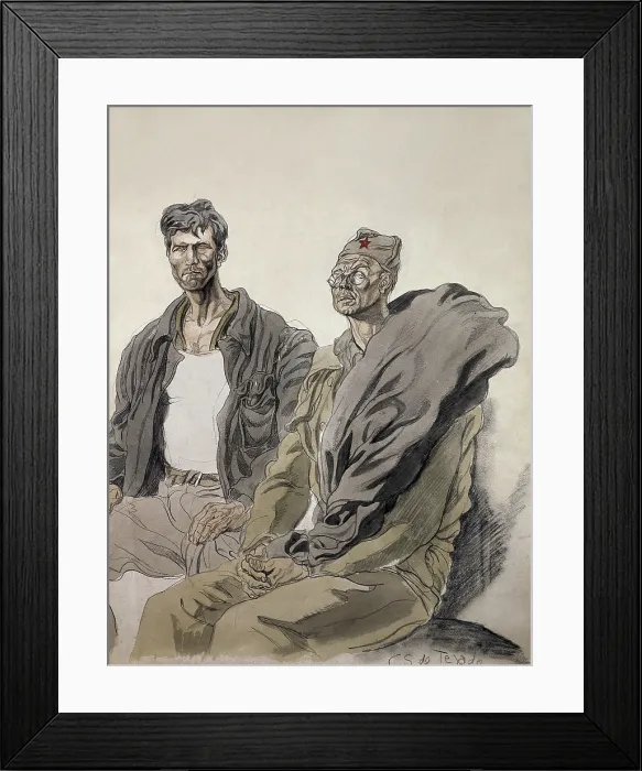 Framed Print : Spanish Civil War (1936-1939). Republican soldiers. Illustration by Carlos SAenz de Tejada. Drawing. - CAGP / Iberfoto / Everett Collection (360779)**US SALES ONLY**