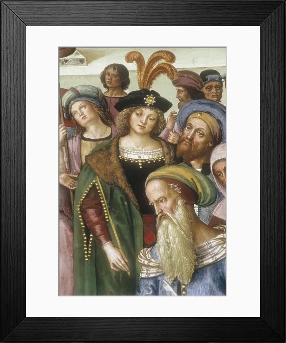 Framed Print : PINTURICCHIO, Bernardino di Betto, called Il (1454-1513). Piccolomini Library. 1502-1508. ITALY. Siena. Cathedral. Detail with a Nobleman. Renaissance art. Quattrocento. Fresco Framed Print : PINTURICCHIO, Bernardino di Betto, called Il (1454-1513). Piccolomini Library. 1502-1508. ITALY. Siena. Cathedral. Detail with a Nobleman. Renaissance art. Quattrocento. Fresco
