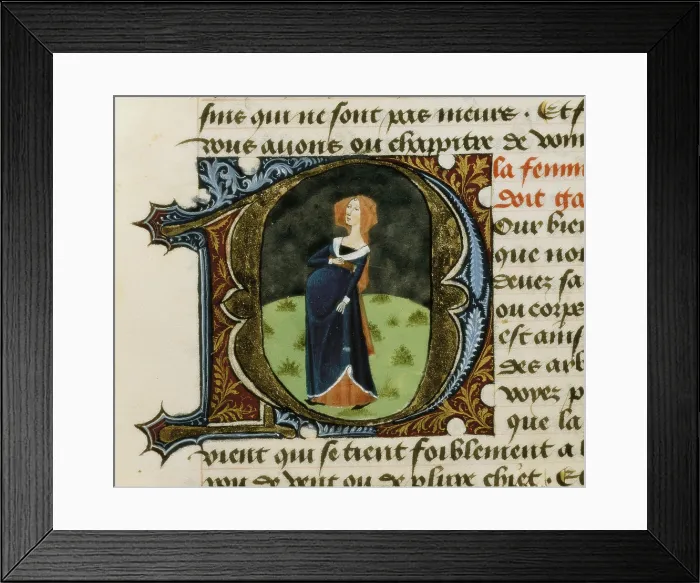 Framed Print : FIRENZE, Aldebrando da (14th century). Treatise on medicine. 1356. Fol. 47r. How pregnant women should behave. Gothic art. Miniature Painting. PORTUGAL. Lisbon. Ajuda Library