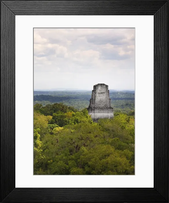 Framed Print : GUATEMALA. Tikal. Tikal National Park. Two-Headed Snake Temple or Temple IV, the highest of the archaeological site (70 m.). Maya art. Architecture