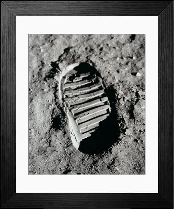 Framed Print : Apollo 11 boot print on the Moon. July 20, 1969