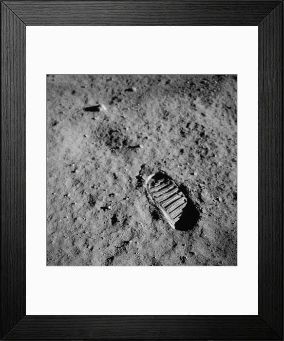 Framed Print : Apollo 11 boot print on the Moon. July 20, 1969