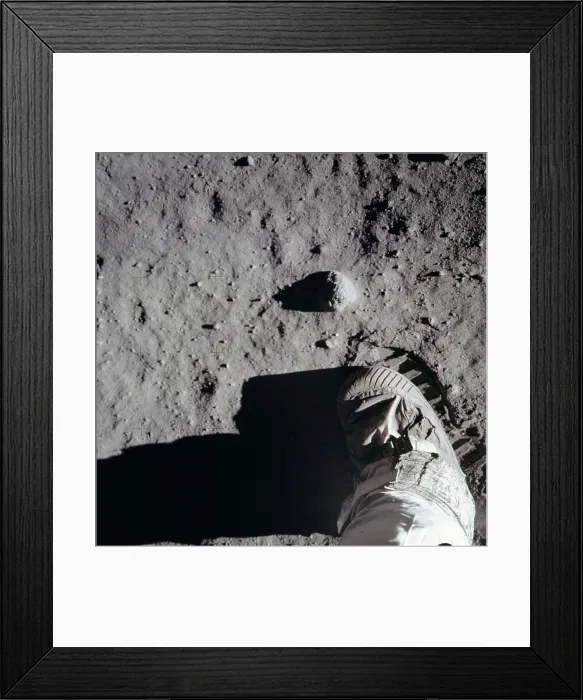 Framed Print : Apollo 11 astronaut boot and boot print on the surface of the Moon. July 20, 1969 Framed Print : Apollo 11 astronaut boot and boot print on the surface of the Moon. July 20, 1969