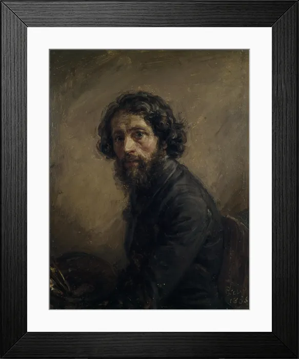 Framed Print : Selfportrait with palette (Autoritratto con tavolozza), by Giovanni Carnovali also known as Piccio, 1856, 19th Century, oil on canvas, 34 x 26 cm - Private collection