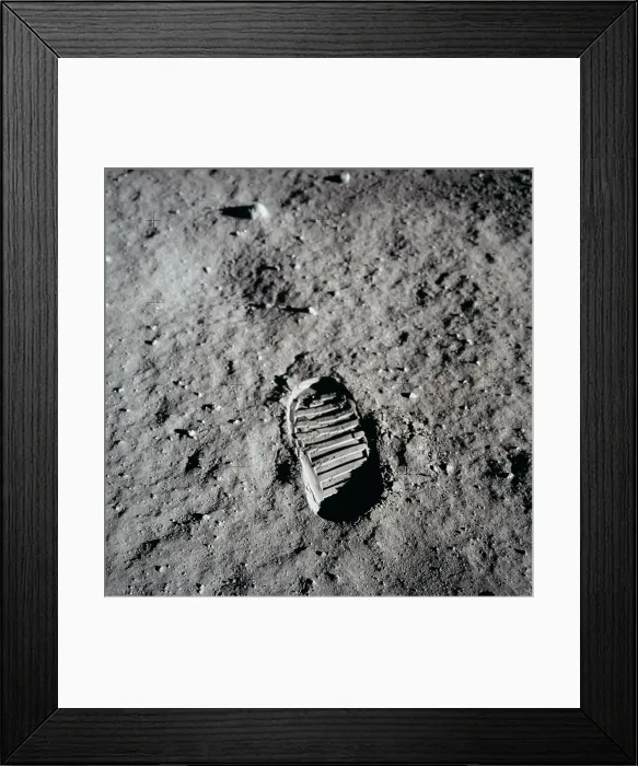 Framed Print : Apollo 11 boot print on the Moon. July 20, 1969