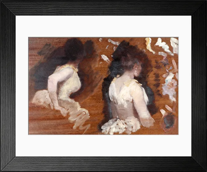 Framed Print : Study for La Danse de Monde, by Giuseppe De Nittis, 19th Century - Italy, Puglia, Barletta, Giuseppe De Nittis Collection. Whole artwork view. Two dancers from behind