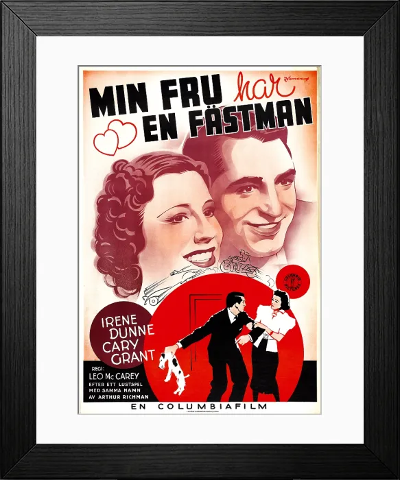 Framed Print : THe AWFUL TRUTH, (aka MIN FRU HAR EN FASTMAN), Swedish poster art, from left: Irene Dunne, Cary Grant, 1937