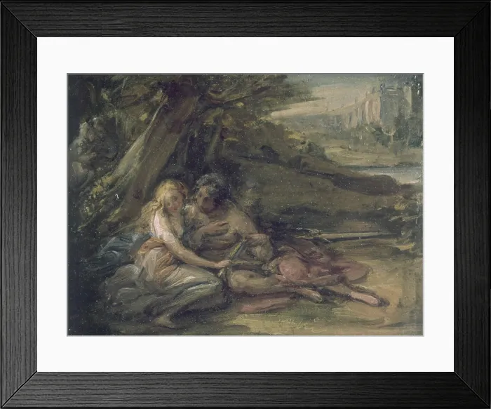 Framed Print : Rinaldo and Armida (Rinaldo e Armida), by Giovanni Carnovali also known as Piccio, 1856 - 1858, 19th Century, oil on canvas, 16, 5 x 21, 5 cm - Private collection