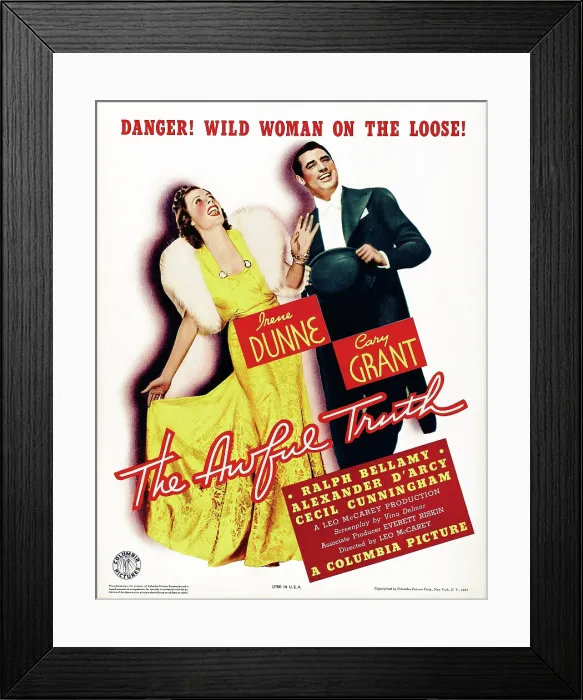 Framed Print : THE AWFUL TRUTH, l-r: Irene Dunne, Cary Grant on window card, 1937 Framed Print : THE AWFUL TRUTH, l-r: Irene Dunne, Cary Grant on window card, 1937