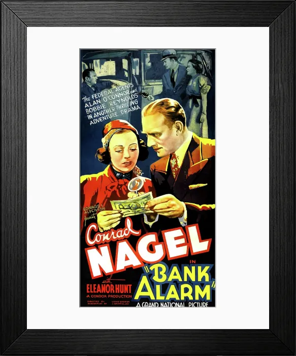 Framed Print : BANK ALARM, US poster art, foreground from left: Eleanor Hunt, Conrad Nagel, 1937 Framed Print : BANK ALARM, US poster art, foreground from left: Eleanor Hunt, Conrad Nagel, 1937