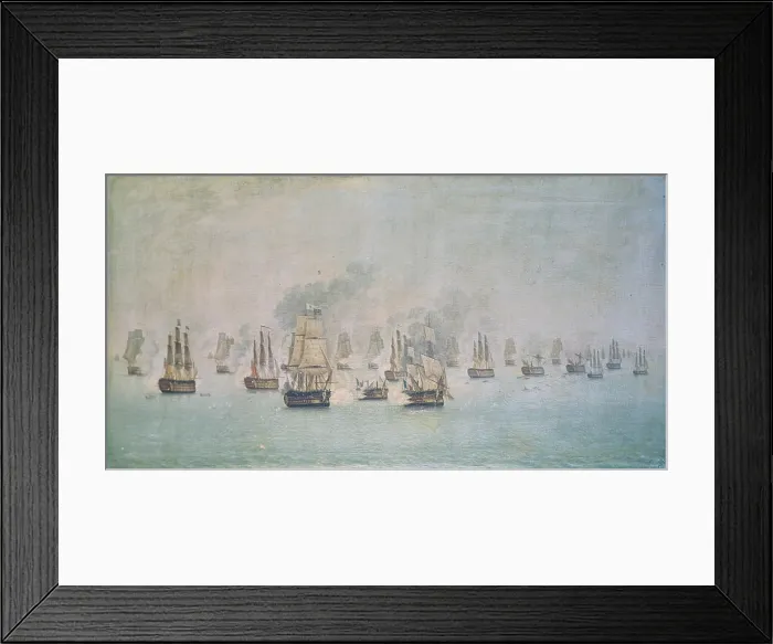 Framed Print : English ships in the Gulf of Naples fire blanks for the taking on throne of Francis II