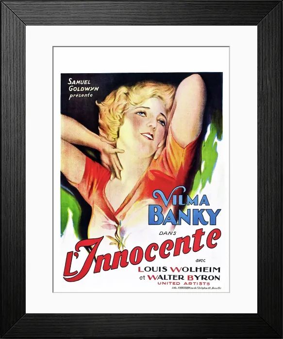 Framed Print : THE AWAKENING, (aka L'INNOCENTE), Vilma Banky on Belgian poster art, 1928