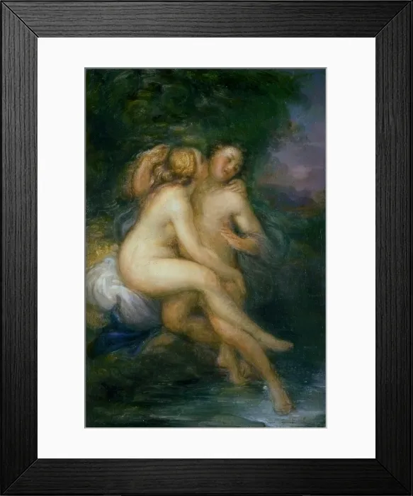 Framed Print : Salmacis and Hermaphroditus (Salmace ed Ermafrodito), by Giovanni Carnovali also known as Piccio, 1856, 19th Century, oil on canvas, 35 x 25 cm - Private collection Framed Print : Salmacis and Hermaphroditus (Salmace ed Ermafrodito), by Giovanni Carnovali also known as Piccio, 1856, 19th Century, oil on canvas, 35 x 25 cm - Private collection