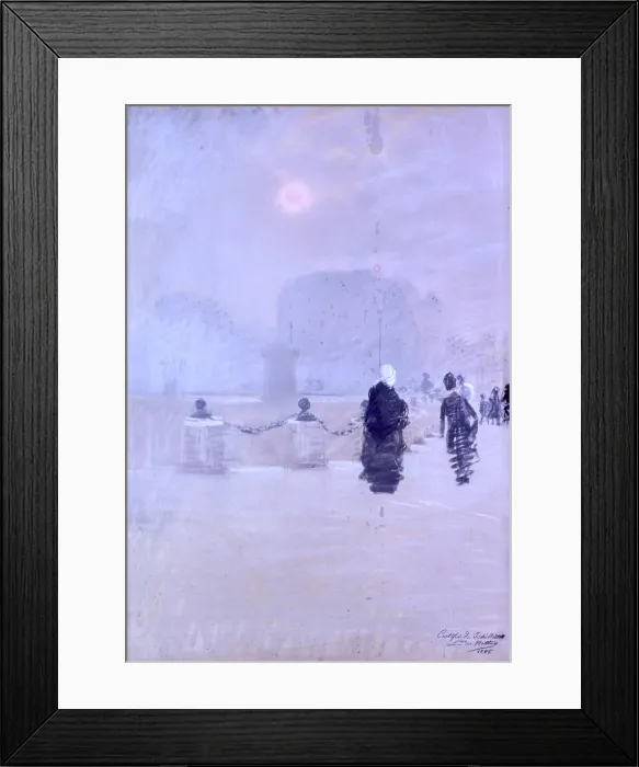 Framed Print : Foggy sunset (Tramonto nebbioso), by Giuseppe De Nittis, 1876, 19th Century, crayon, 90 x 63 cm - Italy, Puglia, Barletta, Giuseppe De Nittis Collection. Whole artwork view Framed Print : Foggy sunset (Tramonto nebbioso), by Giuseppe De Nittis, 1876, 19th Century, crayon, 90 x 63 cm - Italy, Puglia, Barletta, Giuseppe De Nittis Collection. Whole artwork view