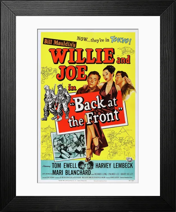 Framed Print : BACK AT THE FRONT, US poster, from left: Tom Ewell, Mari Blanchard, Harvey Lembeck, 1952 Framed Print : BACK AT THE FRONT, US poster, from left: Tom Ewell, Mari Blanchard, Harvey Lembeck, 1952