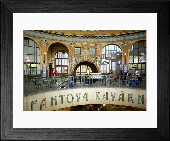 Framed Print : CZECH Rep.. Prague. Fantova KavArna Cafe in Hlavni Nadrazi (Main railway station) by Josef Fanta. Art Nouveau