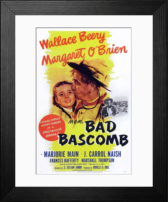 Framed Print : BAD BASCOMB, US poster, from left: Margaret O'Brien, Wallace Beery, 1946 Framed Print : BAD BASCOMB, US poster, from left: Margaret O'Brien, Wallace Beery, 1946
