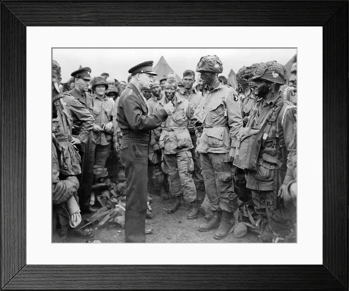 Framed Print : General Dwight Eisenhower talked to paratroopers on the evening of June 5, 1944
